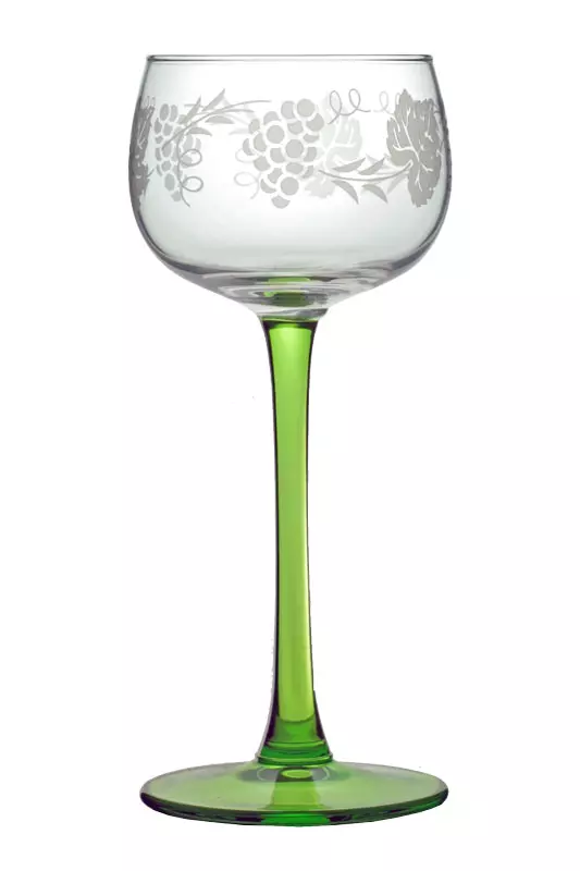 6 Verres à Vin d'Alsace Décor Grappes