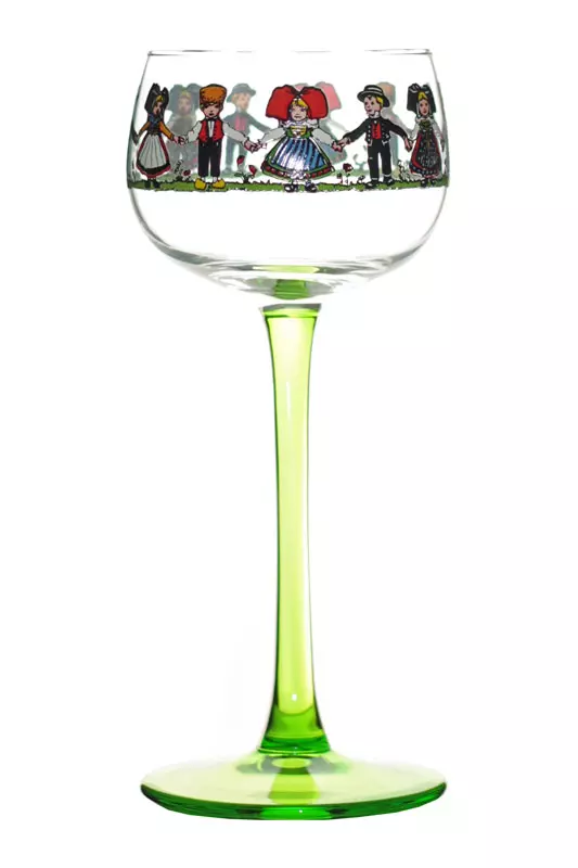 6 Verres à Vin d'Alsace Décor Hansi Colmar Farandole