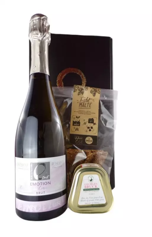 Coffret Apéritif Crémant d'Alsace Emotion Bloc de Foie Gras Plaisir Gourmand