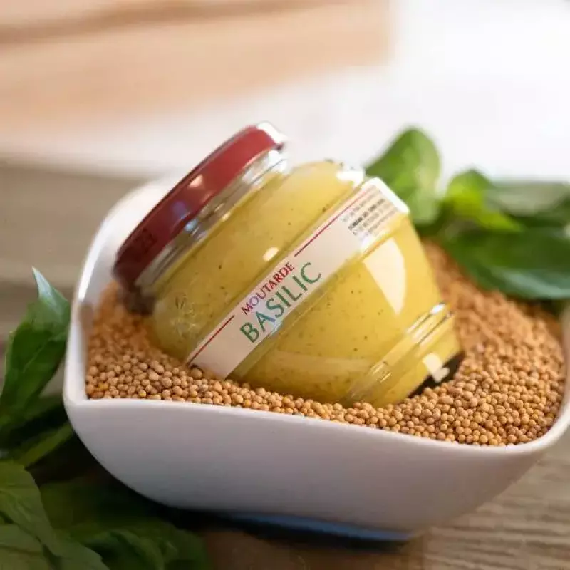 Moutarde artisanal alsace au basilic