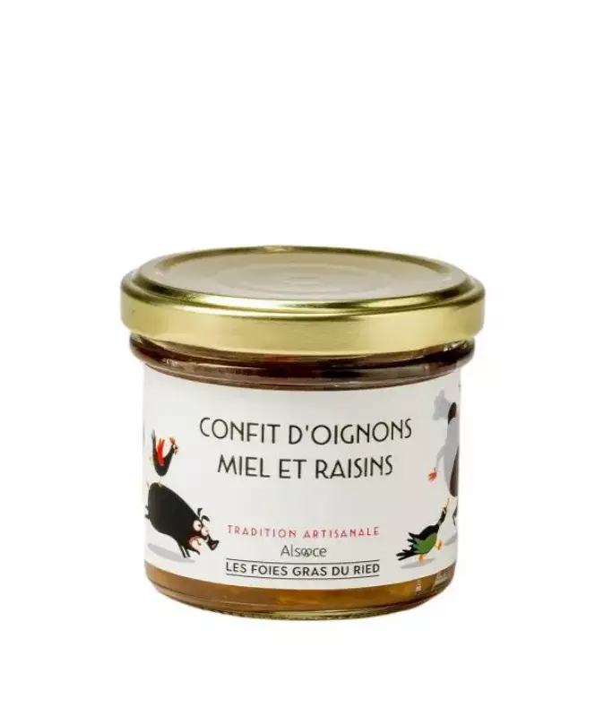 Confit d'Oignons Raisins Miel élaboré en Alsace
