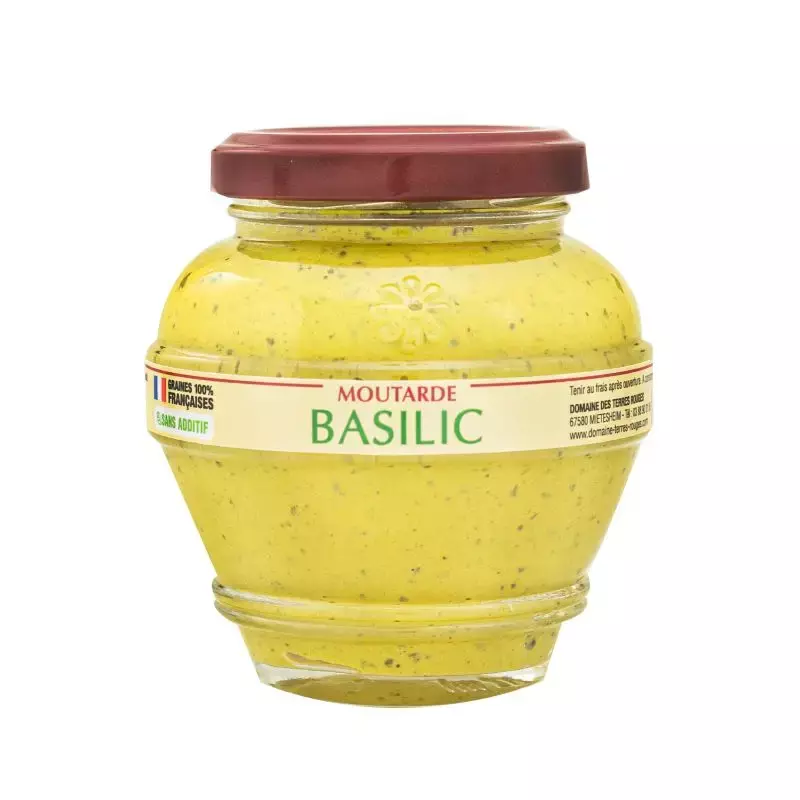 Moutarde d'Alsace au Basilic 100% Naturelle : Saveurs Méditerranéennes