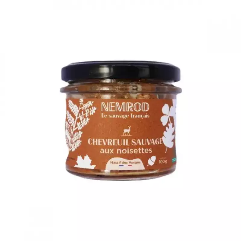 Pâté de Chevreuil Sauvage aux Noisettes Gibier Français en conserve