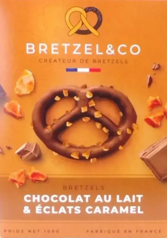 Bretzels enrobés de Chocolat au Lait et Éclats de Caramel