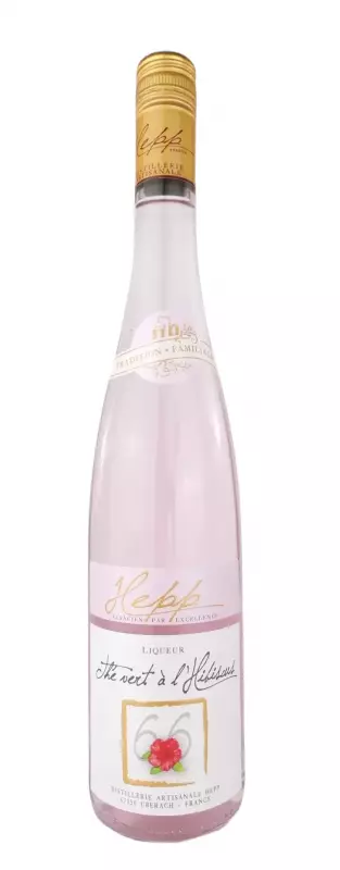 Liqueur Th&eacute; vert &agrave; l�Hibiscus Hepp � Cr&eacute;ation Florale, Fra&icirc;cheur et Exotisme en Bouteille