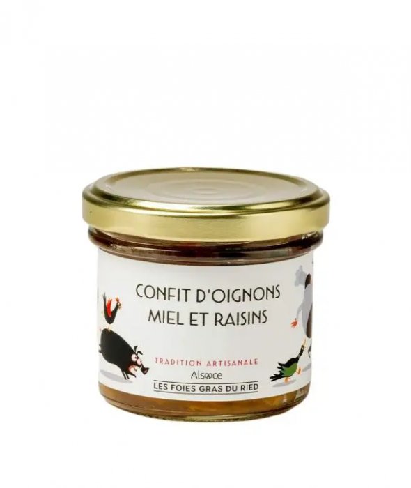 Confit d'Oignons Raisins Miel élaboré en Alsace